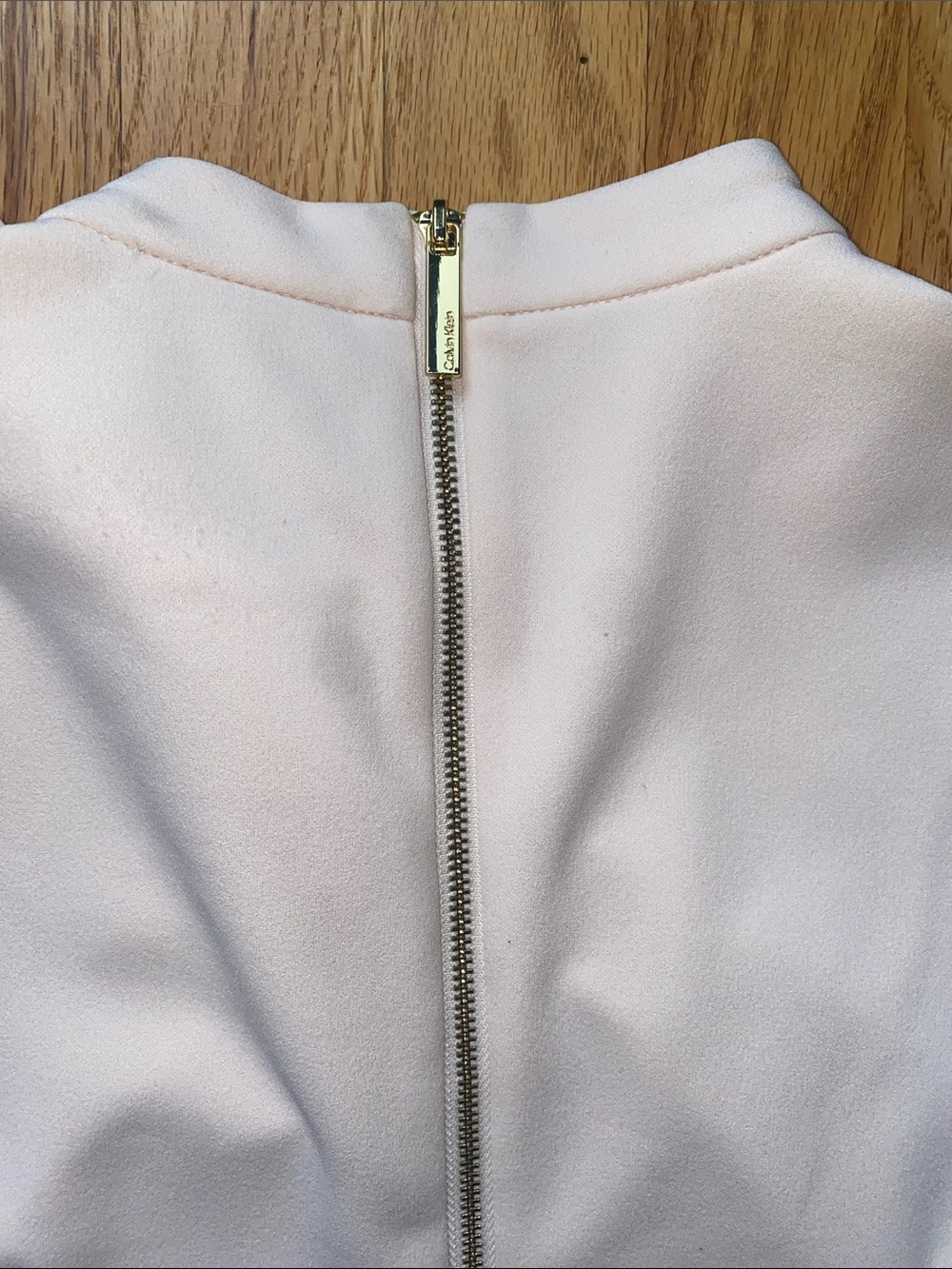 Calvin Klein Blush Pink Long-Sleeve Tie-Neck Shift Dress - Picture 8 of 8